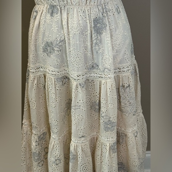 Women’s ANTHROPOLOGIE LOVE SAM Eyelet Embroidered cream midi dress- Size Medium - Picture 6 of 11